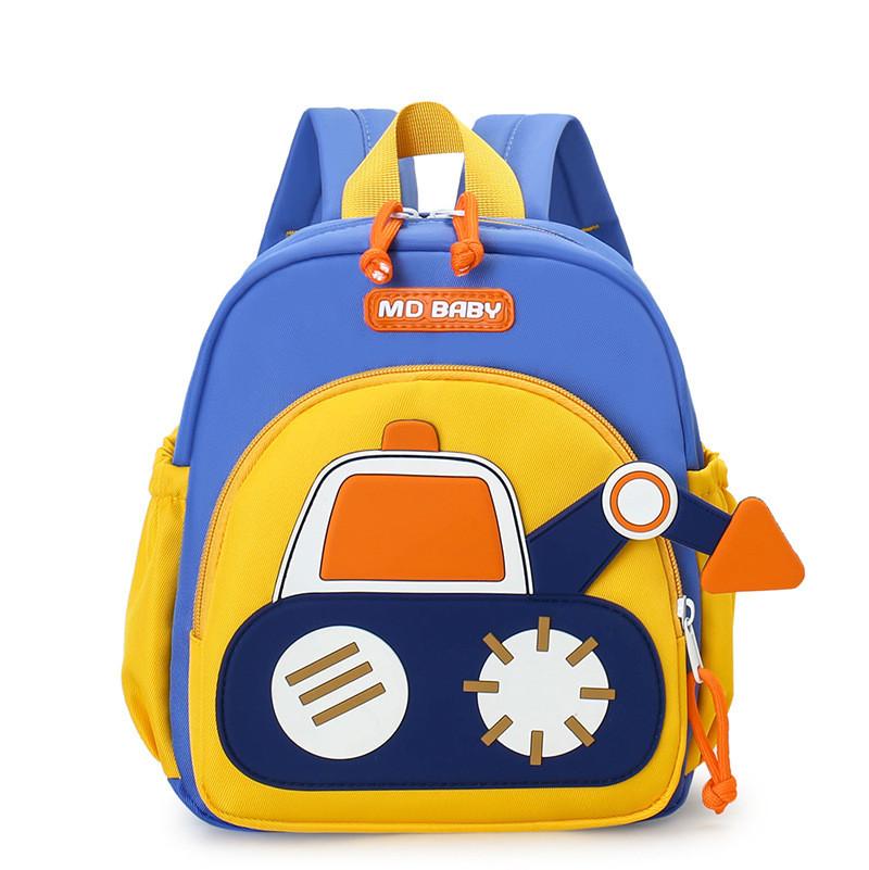 Cartoon Kids Excavator Lightweight Backpack For School And Outdoor Activities