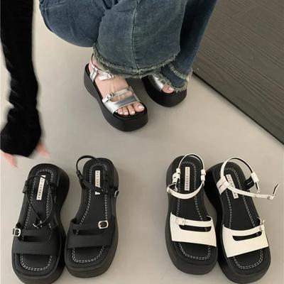 Fashion 2024 Summer Gladiator Platform Women Sandals Fashion Elegant Open Toe Shoes Ladies Outdoor Dress Platform Flats Sandalias