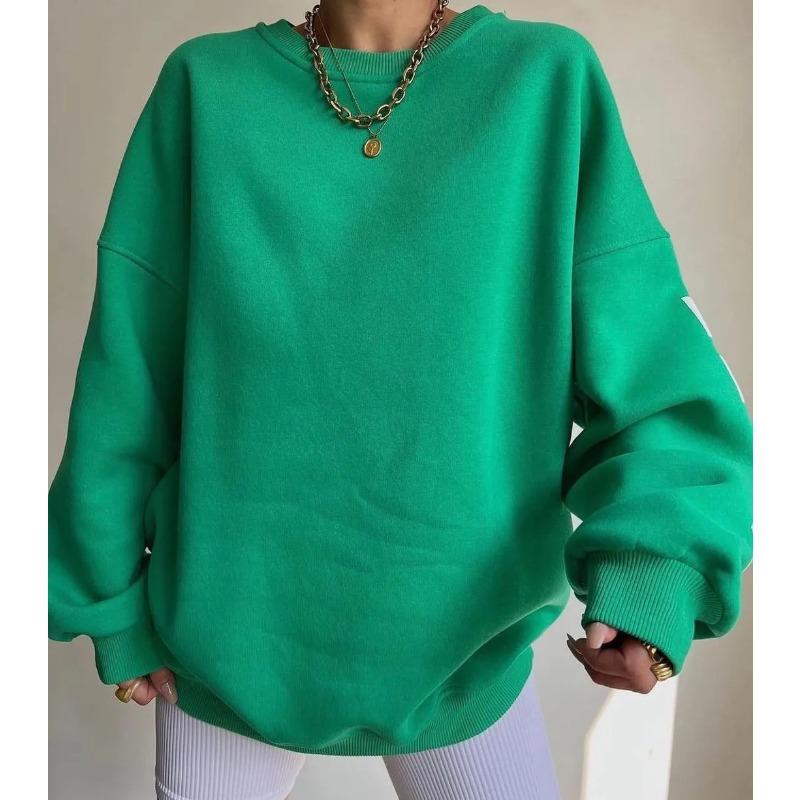Leisure Letter Printed Sweatshirt Women's Fashion Brushed Long Sleeve Loose Hoodie Y2k Street Wear Autumn/Winter Women's Pullover