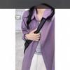 Women's Loose-Fit Korean-Style Purple Cotton Long-Sleeve Shirt Jacket for Spring and Autumn