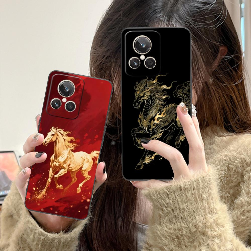 Golden Horse Year Mobile Phone Case for Realme GT 8 Neo Pro C75 73 71 C67 65 C55 53 C35 31 C20 15 Colorful Printing Cover Cover