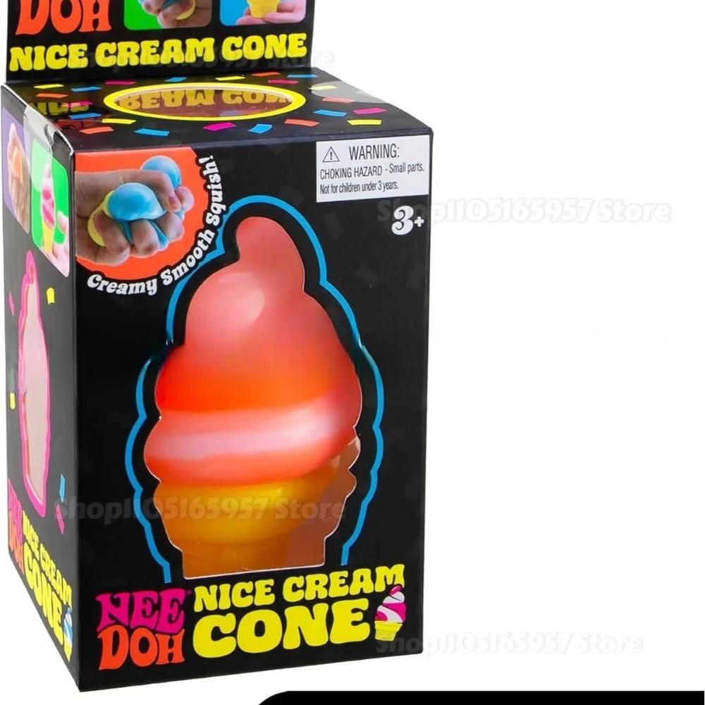 Cono de Helado Nice Cream Nee-Doh Colorido con Forma de Helado Aliviador Sensorial de Estrés Herramienta Fidget Para Ansiedad y Concentración Para Adultos y Niños