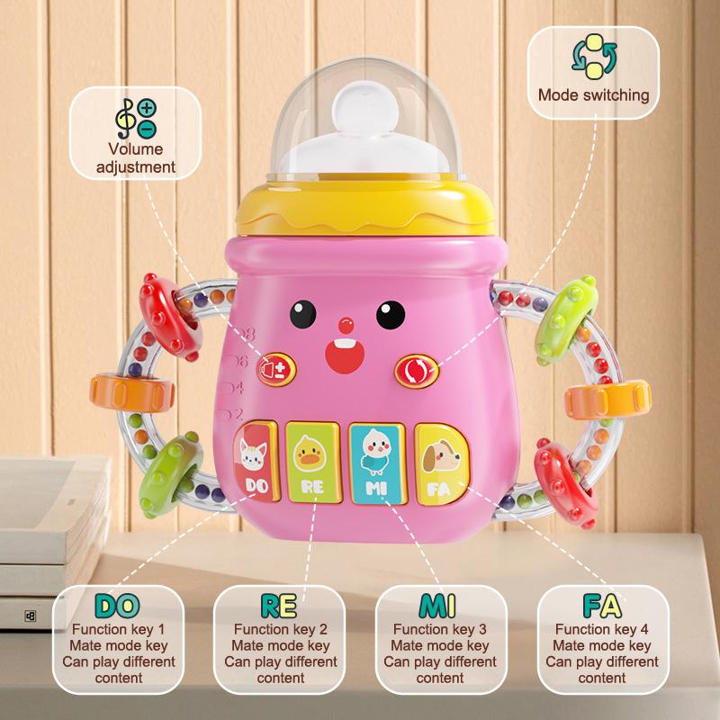 0-12M Baby Musical Feeding Bottle Pacifier Newborn Soft Teether Rattles Educational Toy Mobile Soothing Vocal Music Rattles Toys