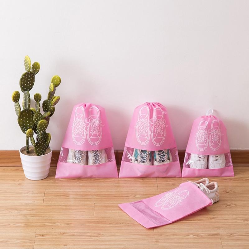 10Pcs/Set Shoe Dust Covers Non-Woven Dustproof Drawstring Clear Storage Bag Travel Pouch Bags Drying Shoes Protect Shoes