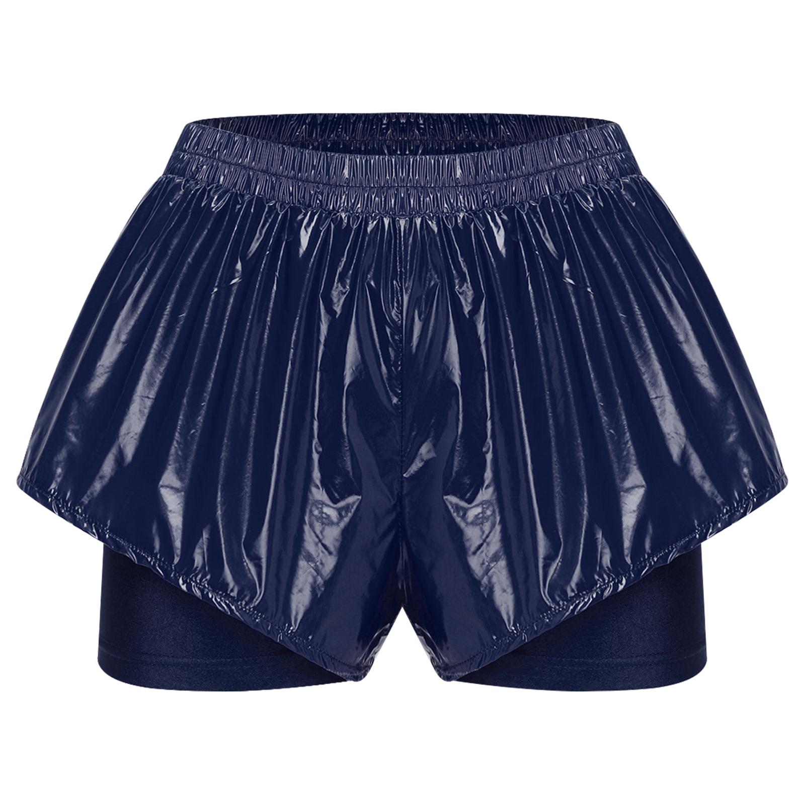 

Womens Double Layer Shorts Waterproof Booty Shorts Built-in Breathable Safety Shorts Sports Bottoms S темно-синього кольору
