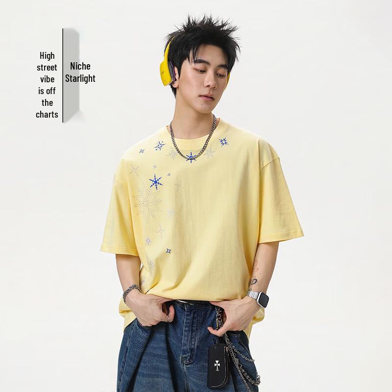 VUUG Korean Style Snowflake Print Short Sleeve T-Shirt L