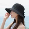 Summer seaside beach sunscreen hat women's fashion bow sun hat big eaves hollow breathable sunshade bucket hat