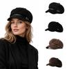 Leather Belt Decor Newsboy Cap British Style Octagonal Beret Hat Retro Baker Boy Cap  For Women
