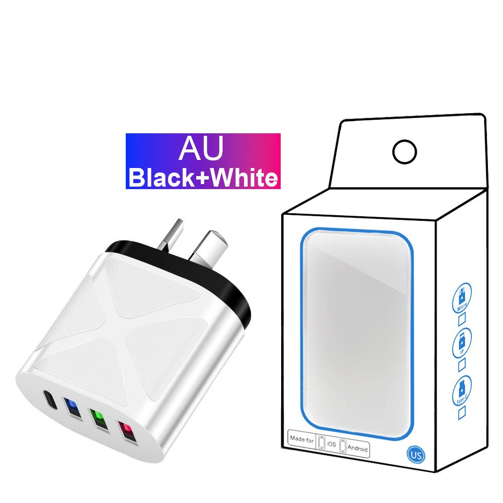 Multi-Port 5V 2.4A Reise-Ladegerät mit 3 USB- & Typ-C-Anschlüssen für EU-, US-, UK-Standards