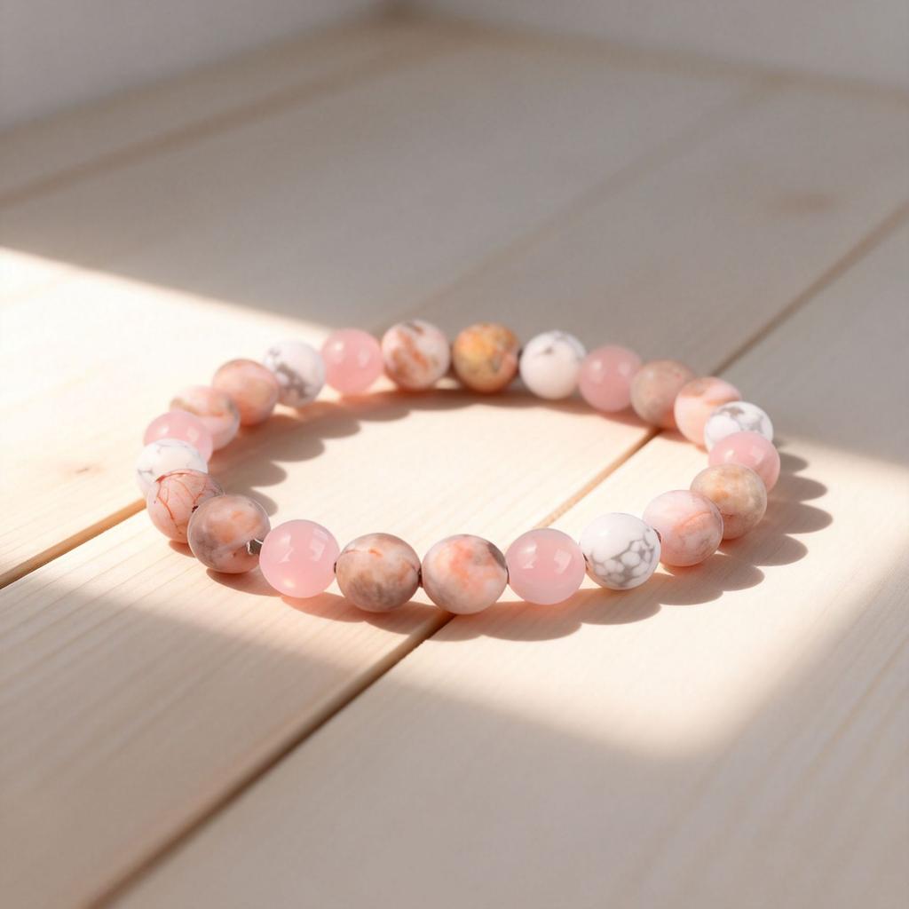Festive Gifts Pink Zebra Jasper Rose Quartz White Howlite Beaded Bracelet Soft Natural Fashion Jewelry For Women Daily Wear Gift