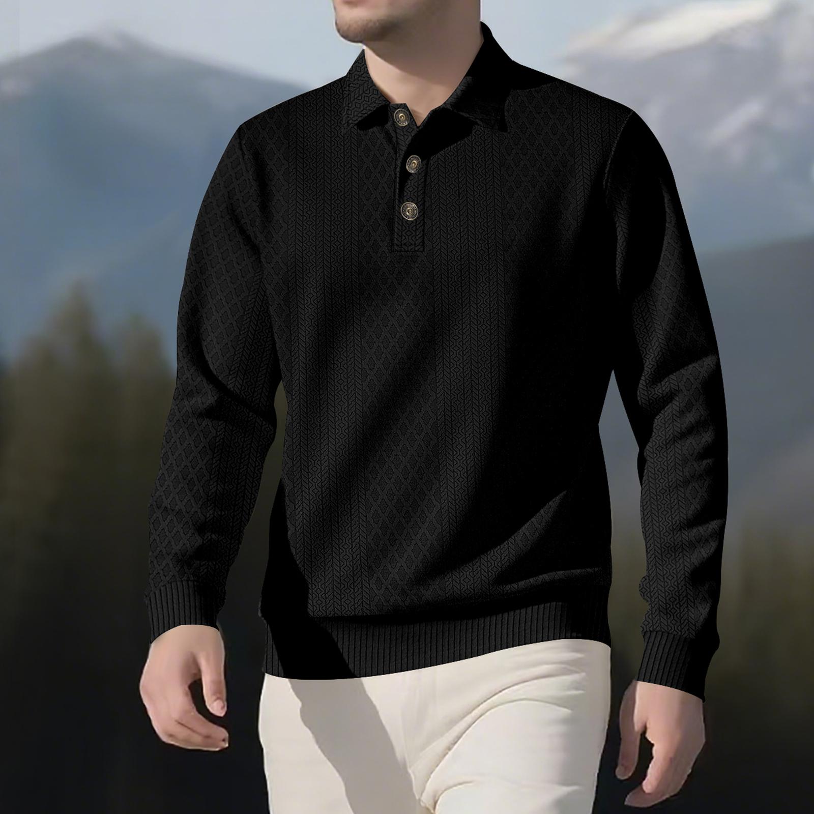 

Мужская рубашка вязаной фактуры, длинный кардиган на пуговицах, однотонный повседневный топ с воротником, классический базовый стиль M