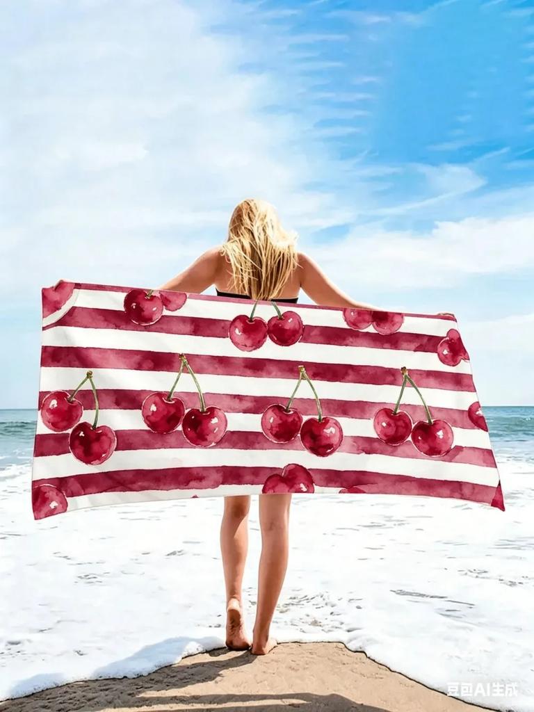 Quick Dry Microfiber Beach Towel Sand Free, Watermelon Print Large Bath Towels, Lightweight Absorbent Pool Swim Yoga Gym Mat