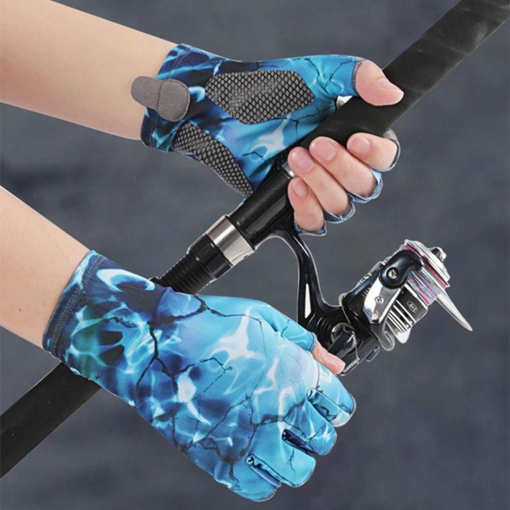 Sweat-absorbent Men Cycling Gloves Elastic Fingerless Gloves New Fishing Gloves