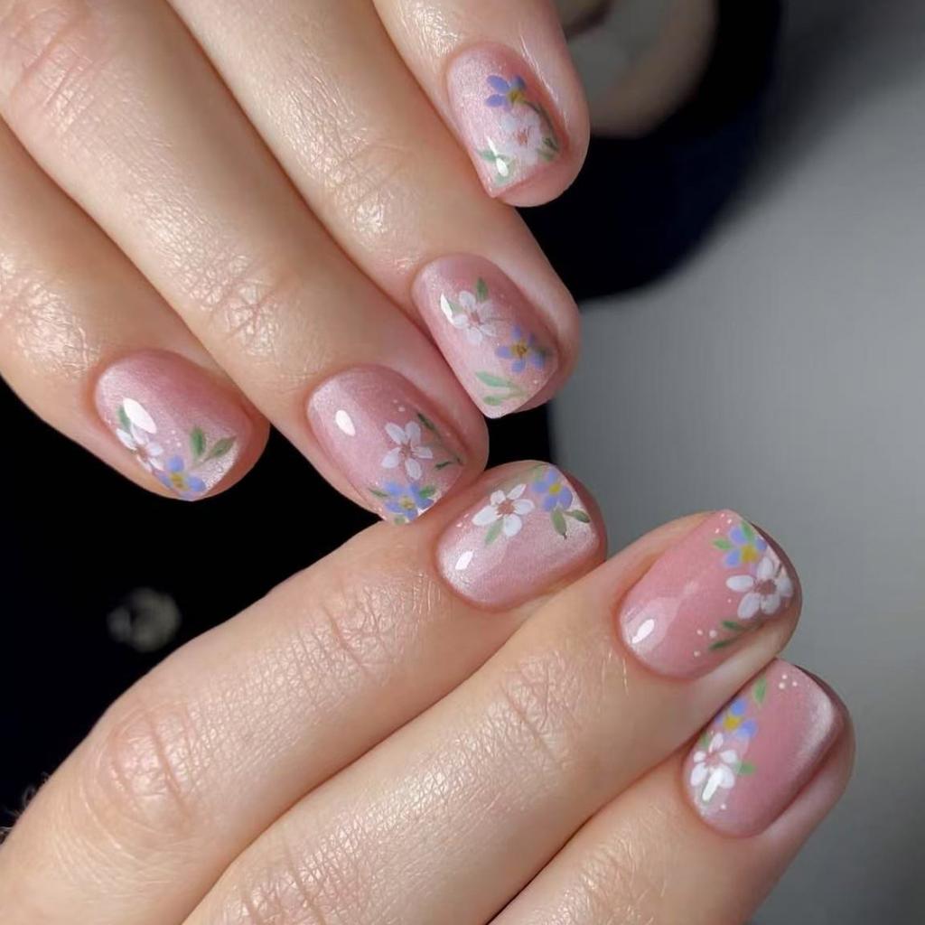 Aufdrücknägel French Tip Quadratische Nagelspitzen Falschnagel mit Designs Künstlicher Acrylnagel Vollabdeckung Acryl-Falschnagel