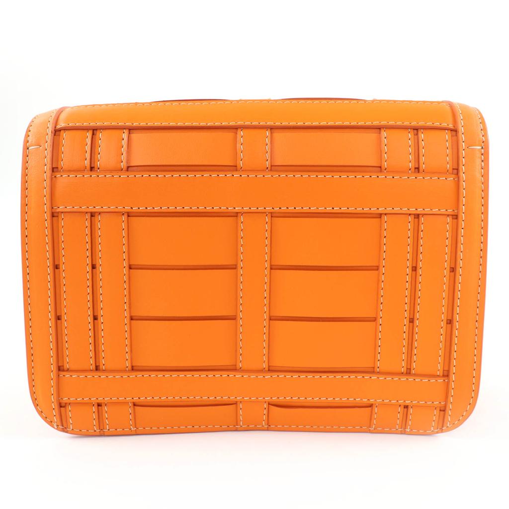 Excellent BURBERRY Shoulder Bag TBMetal 2WAY Leather Clutch Bag Orange Leather Used