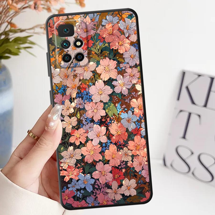 Pink Flower Case for Xiaomi Redmi 10 K60 13C 12C 9A 9C 9T A1 A2 Plus A5 K40 K50 Gaming 12 Soft Back Phone Cover