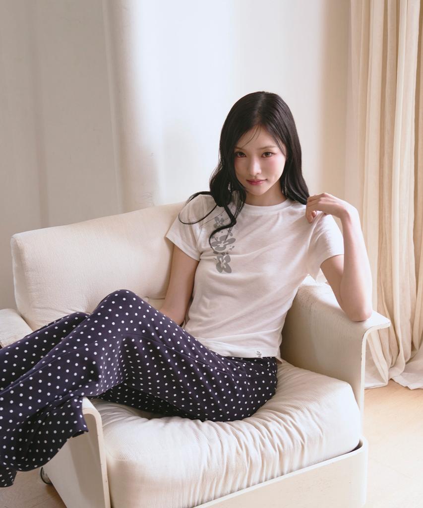 THE GREEN LAB Flower Essential Crop Short Sleeve Tee [Ivory]