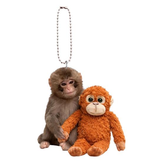 Monkey Keychain 2D Acrylic Cute Monkey Holding Plush Toy Hanging Pendant for Backpack Purse Car Keys Aceessory