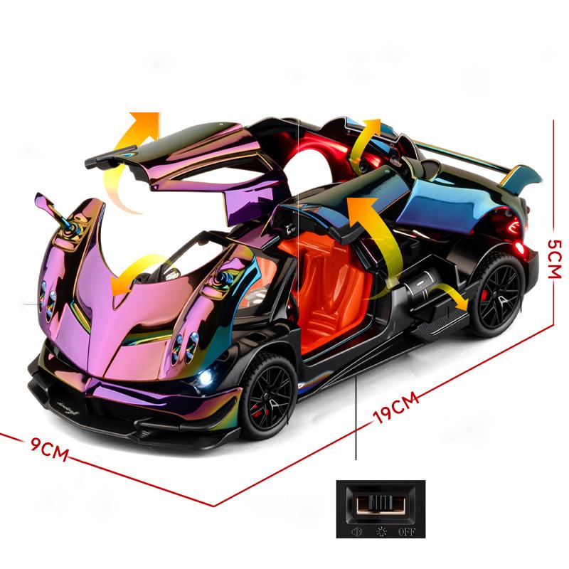 1/24 Pagani Huayra BC Supercar Legierungsauto Diecasts & Spielzeugfahrzeuge Metallspielzeugauto Modell Sound und Licht Sammlung Kinderspielzeug