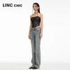 Jinyujie Women's Vintage Mid-High Waist Slim Fit Bootcut Stretch Jeans