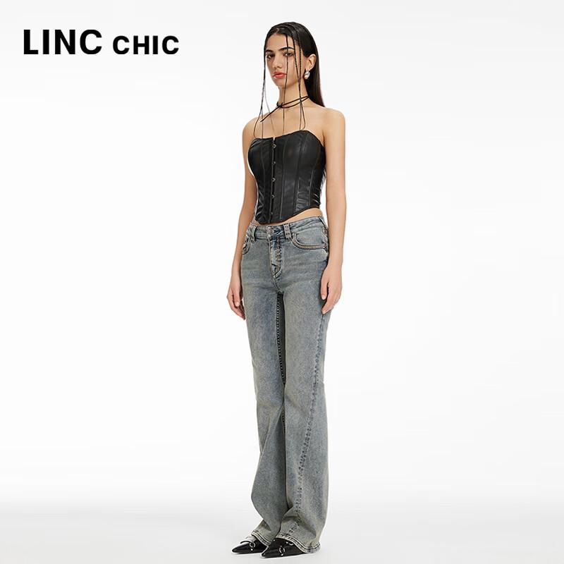 Jinyujie Women's Vintage Mid-High Waist Slim Fit Bootcut Stretch Jeans