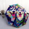 Colorful Husky pattern, automatic folding umbrella, portable and foldable design, 8 ribs, a Christmas or birthday gift.