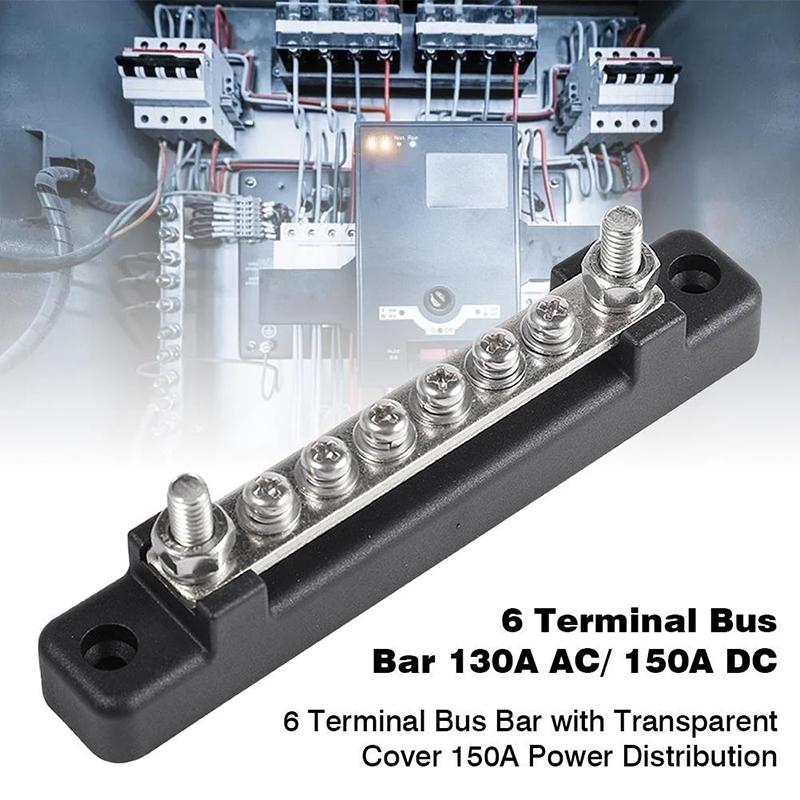 1/2Pcs Bus Bar Battery Power Distribution Block 12V M6 Stud Positive Negative Bus Bar For Truck Boat Car Camper