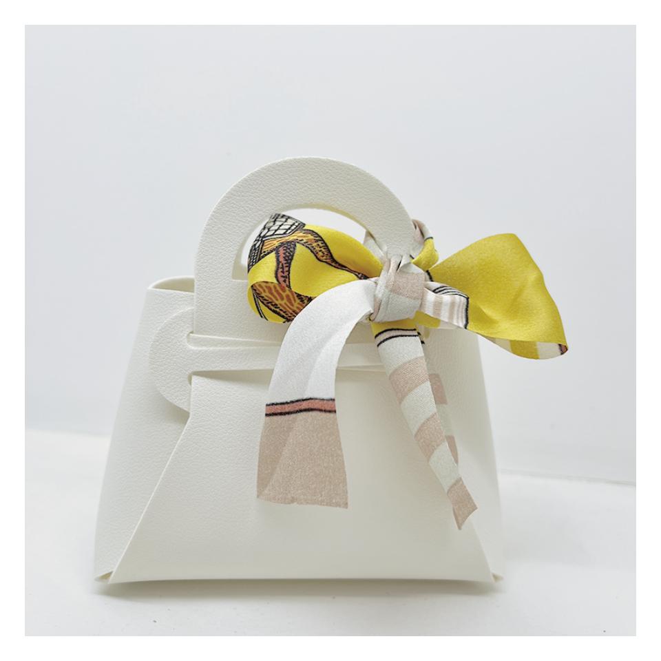 Schleife Band Leder Mini Handtasche Geschenktüten Süßigkeiten Verpackung Box Verpackung Tasche Verteilung Taschen Hochzeitsgeschenk Süßigkeiten Box 5St