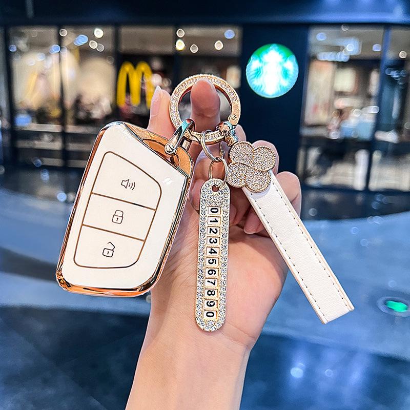 Compatible Car Key Cover for JAC Jiayue A5, X4, X7, iC5, iEVS4/7S, T8 Refine, S4, S7, M6 with Buckle