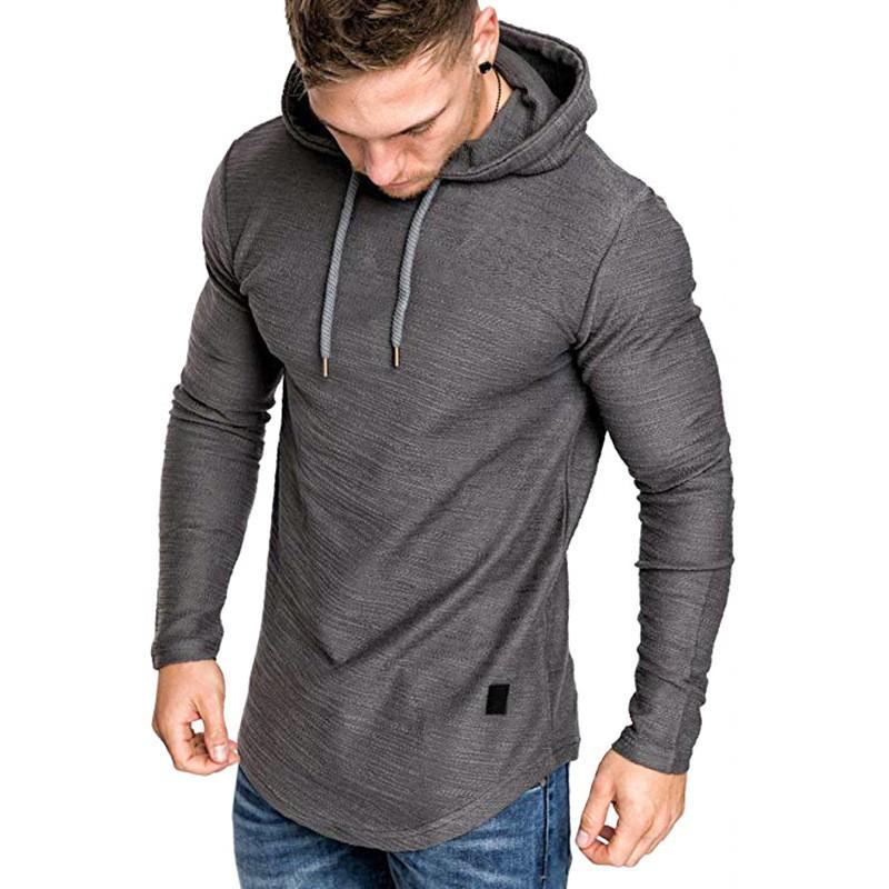 T-shirt con cappuccio a maniche lunghe da uomo, vestibilità larga, casual, streetwear