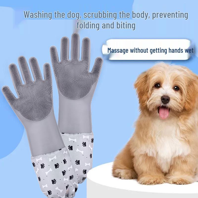 Silicone Dishwashing & Pet Care Gloves: Anti-Scratch, Thickened, Multi-Use, Extended Design