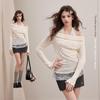 UNIFREE Off-Shoulder Knit Pullover Top