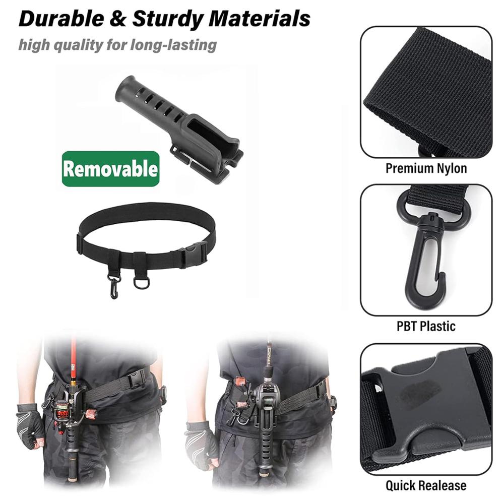 Adjustable Nylon Wading Belt With Rod Holder Waist Support For Fly Fishing Kayak Surf Casting Fishing Gear