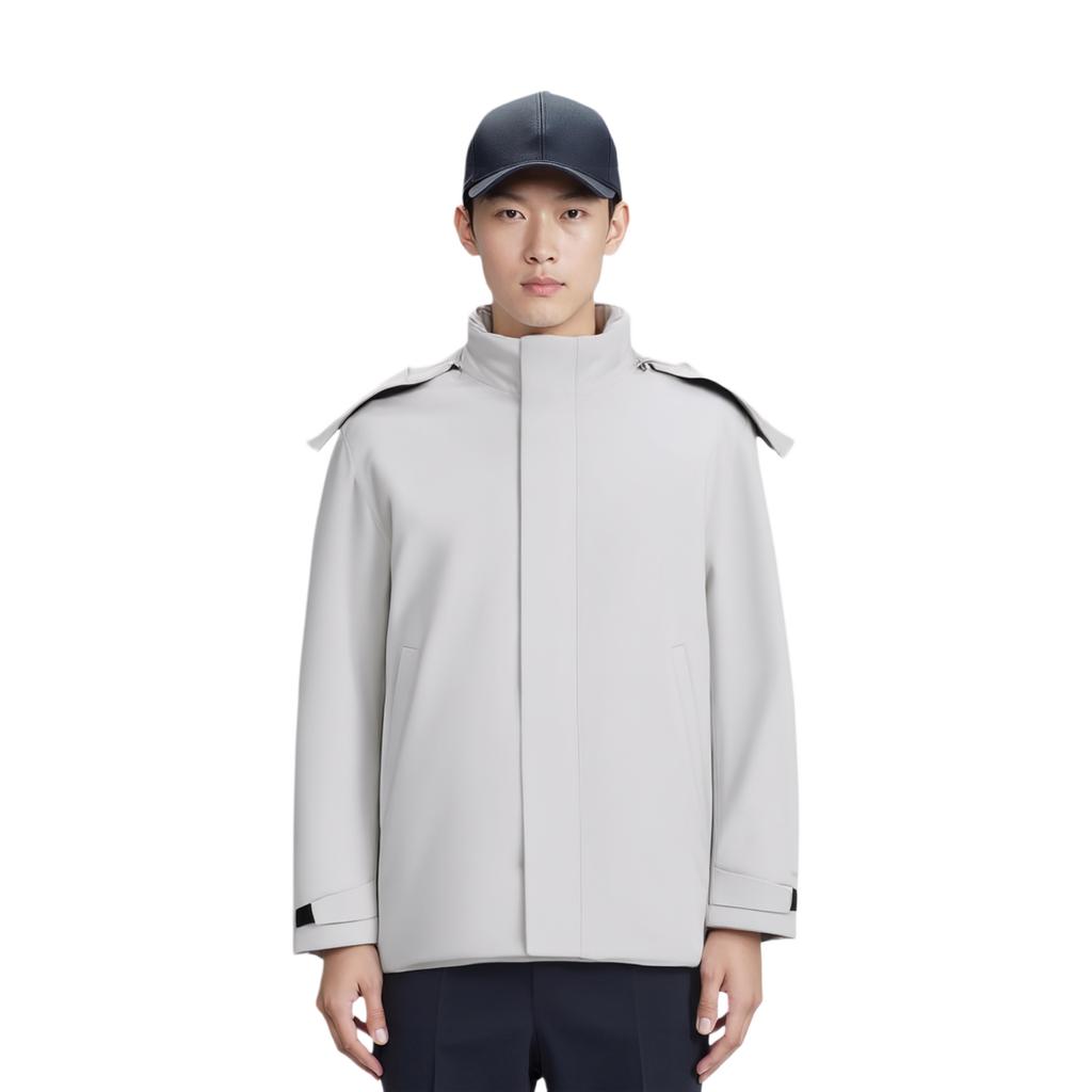 Li-Ning 1990 Commuter Series Solid Color Minimalist Hooded Cotton Jacket Men Jacket Dawn-Gray AJMT221-1