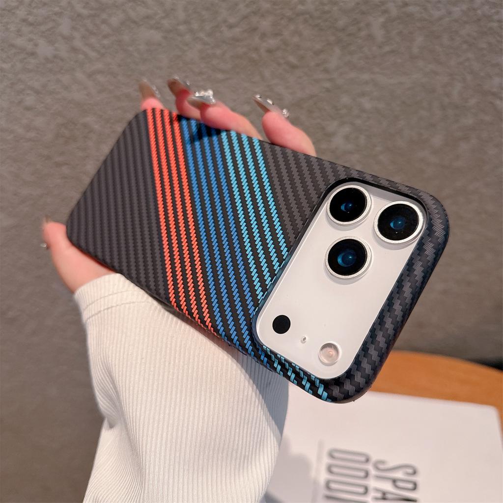 Retro Carbon Fiber Kevlar Pattern Hard Case For iPhone 17 Air 16 15 14 Plus 13 12 Pro Max 11 Lines Texture Bumper Cover