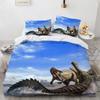 Dinosaur Duvet Cover Set King Queen Size For Kids Boys Girls Polyester Bedding Set Cartoon Wild Animals Pattern Comforter Cover