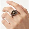 Natürlicher Rauchquarz, Turmal 925 Silberring für Damen, Eleganter Luxus Edelsteinschmuck, Jubiläumsbankett, Hochzeitsgeschenk