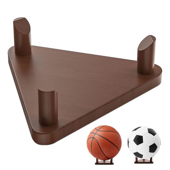 Basketball Fotball Fotball Utstillingsstativ Massiv Valnøtt Trekantet Ball Utstillingsstativ Multifunksjonell Sports Samler