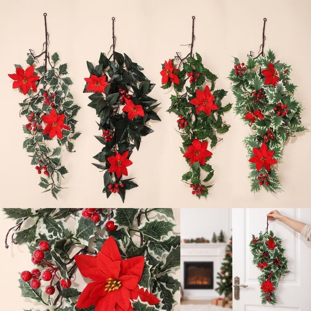 Artificial Christmas Wall Hanging for Door Fireplace Window Festive Decor