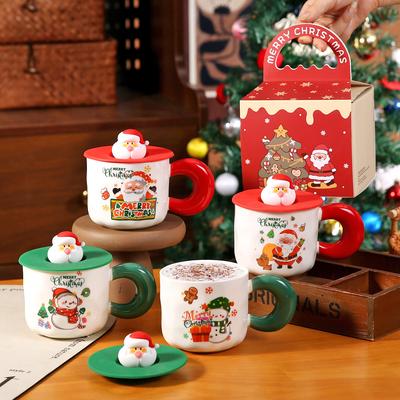 Weihnachtsgeschenk Keramiktasse Cartoon kreativ kleines Geschenk Haushaltswasserbecher Souvenir Paar Weihnachtstasse