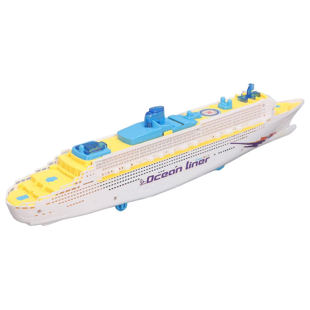 Kids Cruise Ship Model Sound Effects LED Light Universal Rotation Ocean Liner Boat Toy for Boys