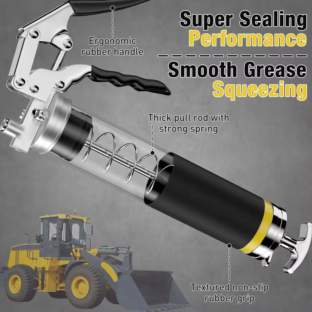 6000PSI-7000PSI Manual Grip Grease Gun Alloy Quick Release Grease Gun Set Manual 400CC Grip Grease Gun with Flexible Hose