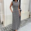 European and American Cross-border Striped Knitted Dress, New Sleeveless Casual Daily Slim Dress for Women In Summer 2026