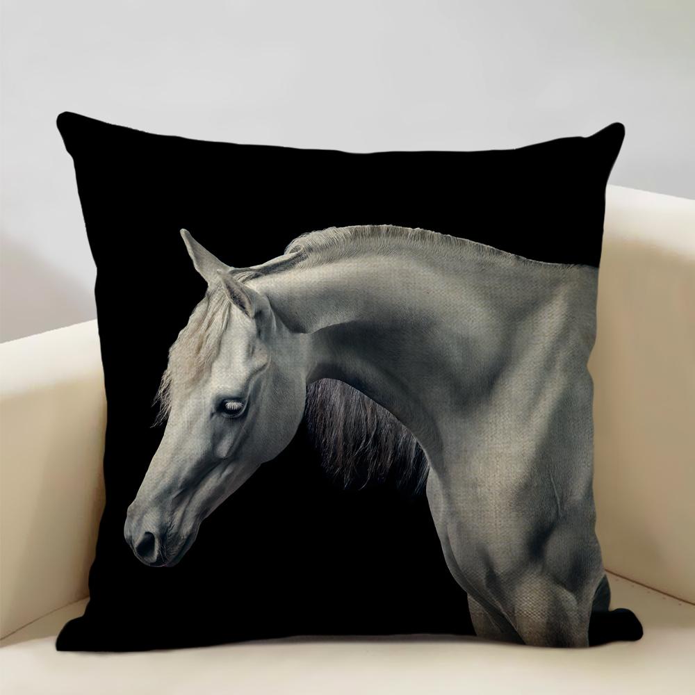 

Тварина Кінь Наволочка Красивий Кінський Візерунок Наволочка для Диванної Подушки Домашня Вітальня Мистецька Декорація Наволочка 45x45см Льон 45x45cm18x18Inch