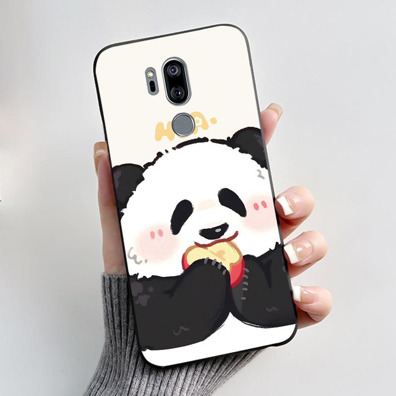 Case For LG G7 ThinQ Casing G710EM Cute Love Rabbit Funny Cartoon Ultra Slim TPU Black Silicone Soft Case LG G7 Plus Phone Cover