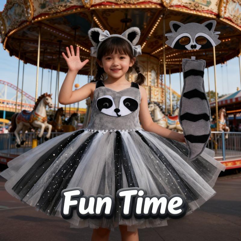 Kids Animal Raccoon Costume Dress for Role Playing Stage Performance Childrens Day