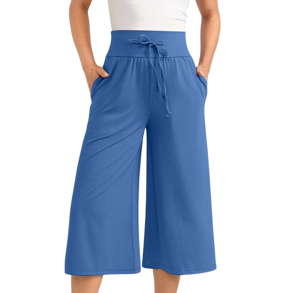 Women's Color Loose And Comfortable Elastic Waist Tie Pants