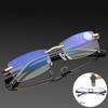 Luxury Rimless Bifocal Reading Glasses for Women Men Unisex Far Near Sight Eyeglasses Finished Prescription Hyperopia Eyewear