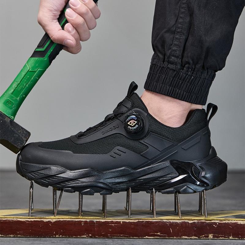 Pantofi de protecție impermeabili pentru bărbați, adidași cu bombeu de oțel, cataramă rotativă, rezistenți la perforare, cizme de lucru de siguranță pentru bărbați, pantofi de lucru cu pernă de aer pentru bărbați