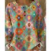 Women's Crew Neck Long Sleeve Waffle Knit Henley Top Loose Fit Casual Sweatshirt